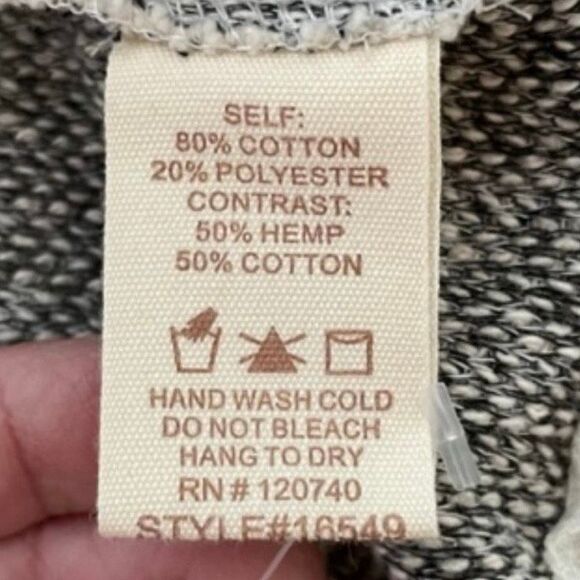 Mystree Beach Sweater with Shirt Tails Oatmeal Tan Black Knit Crewneck Long Slee - Picture 6 of 7